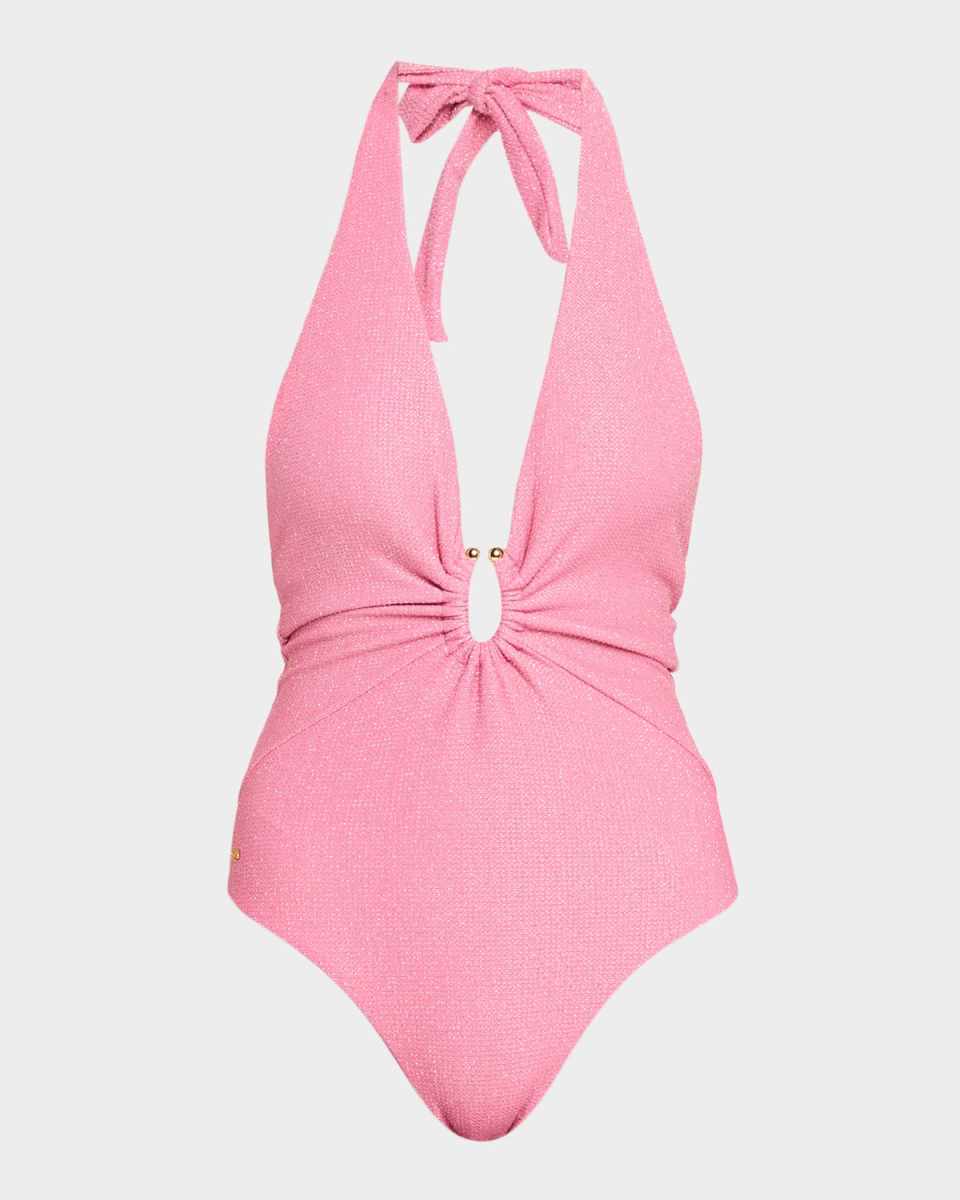 Glitter Plunge Detail One-Piece Swimsuit